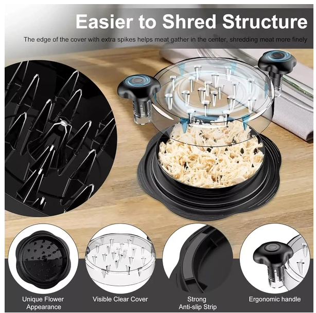 Large Chicken Shredder Tool Twist Meat Shredding Grinder Handles Non-Slip No BPA