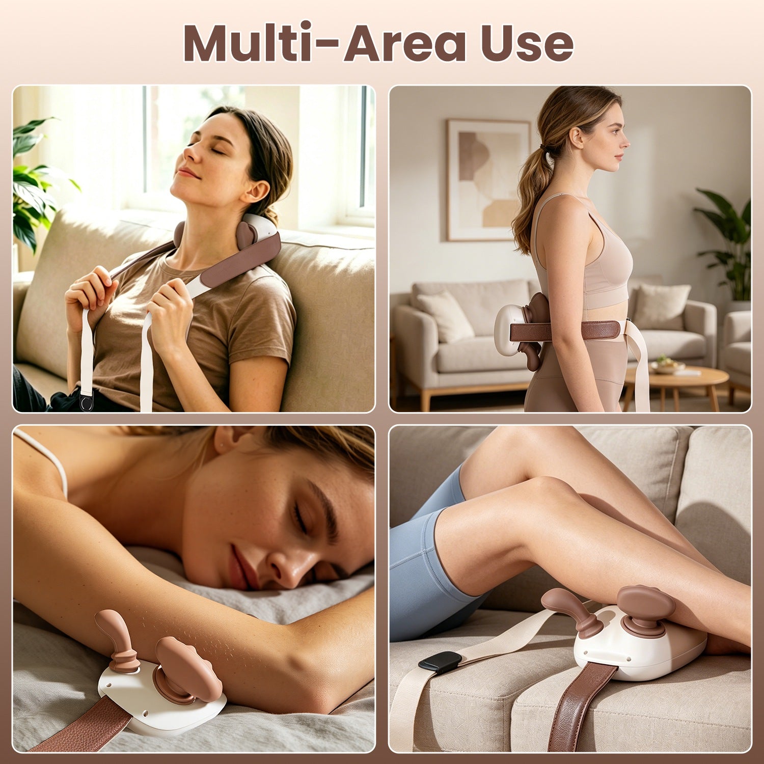 Cordless Shiatsu Neck Massager With Heat, 4 Silicone Massage Nodes, 3 Intensity 