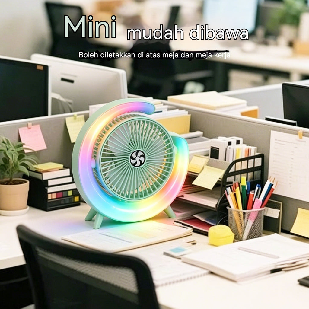 Lamp Effect Fan Blue Li-On Rechargeable