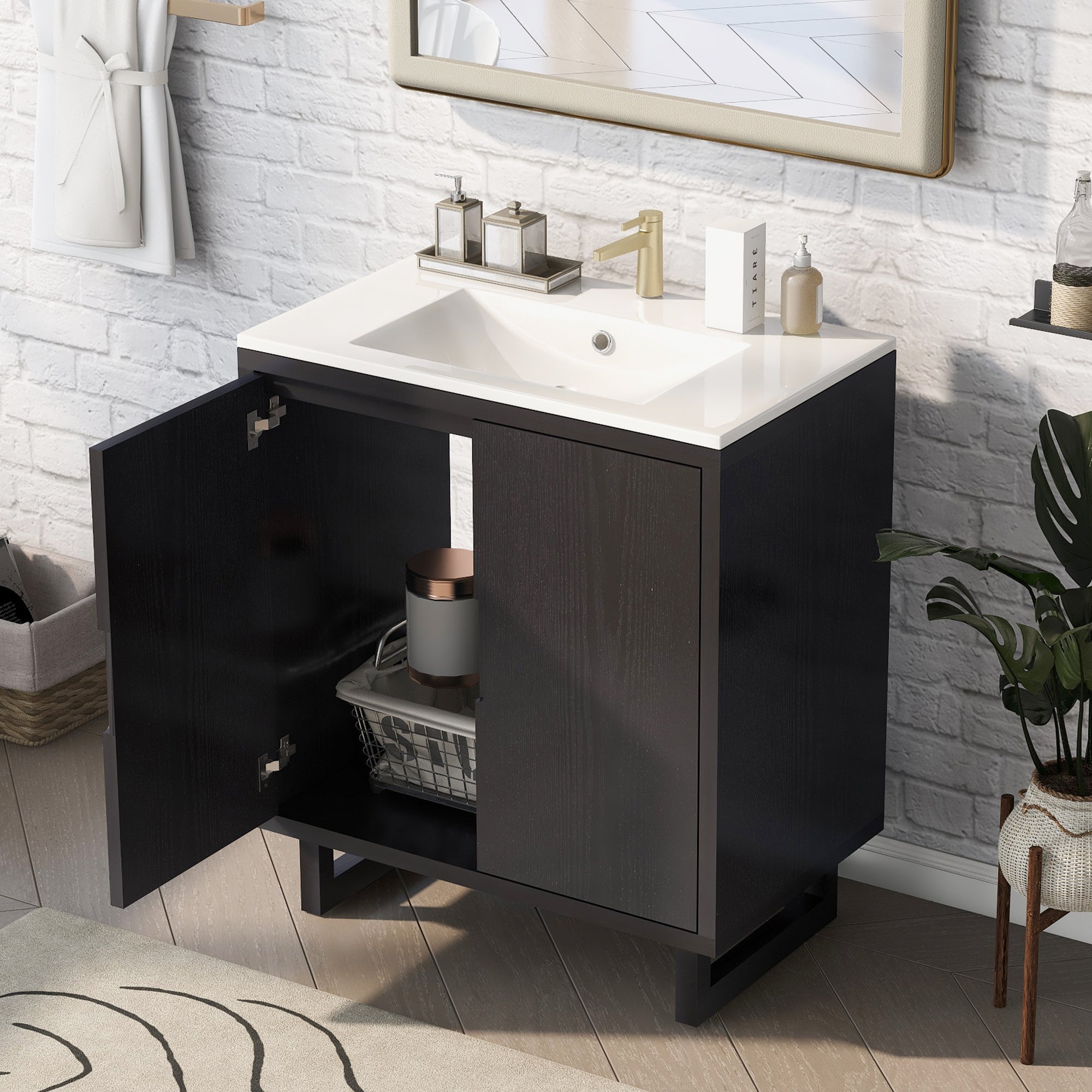 30  Bathroom Vanity Set With Sink, Combo Cabinet, Bathroom Storage Cabinet, Soli