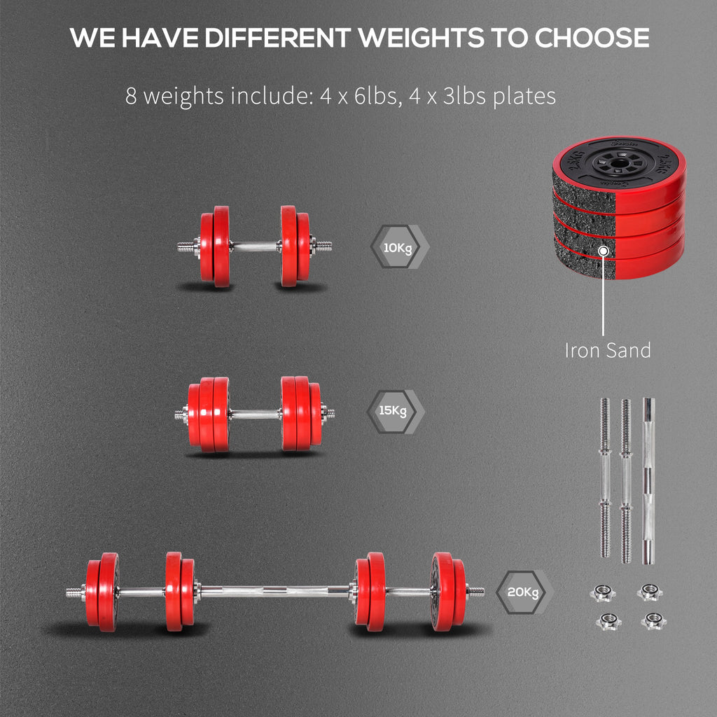 Adjustable Dumbbell Set, 44lbs Convertible to Barbell Weight Set for Home Gym Wo