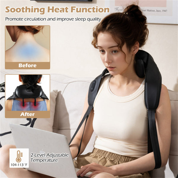 Neck Shoulder Massager - 4D Deep Tissue Kneading, 2 Modes & 2-Level Heat , Hands