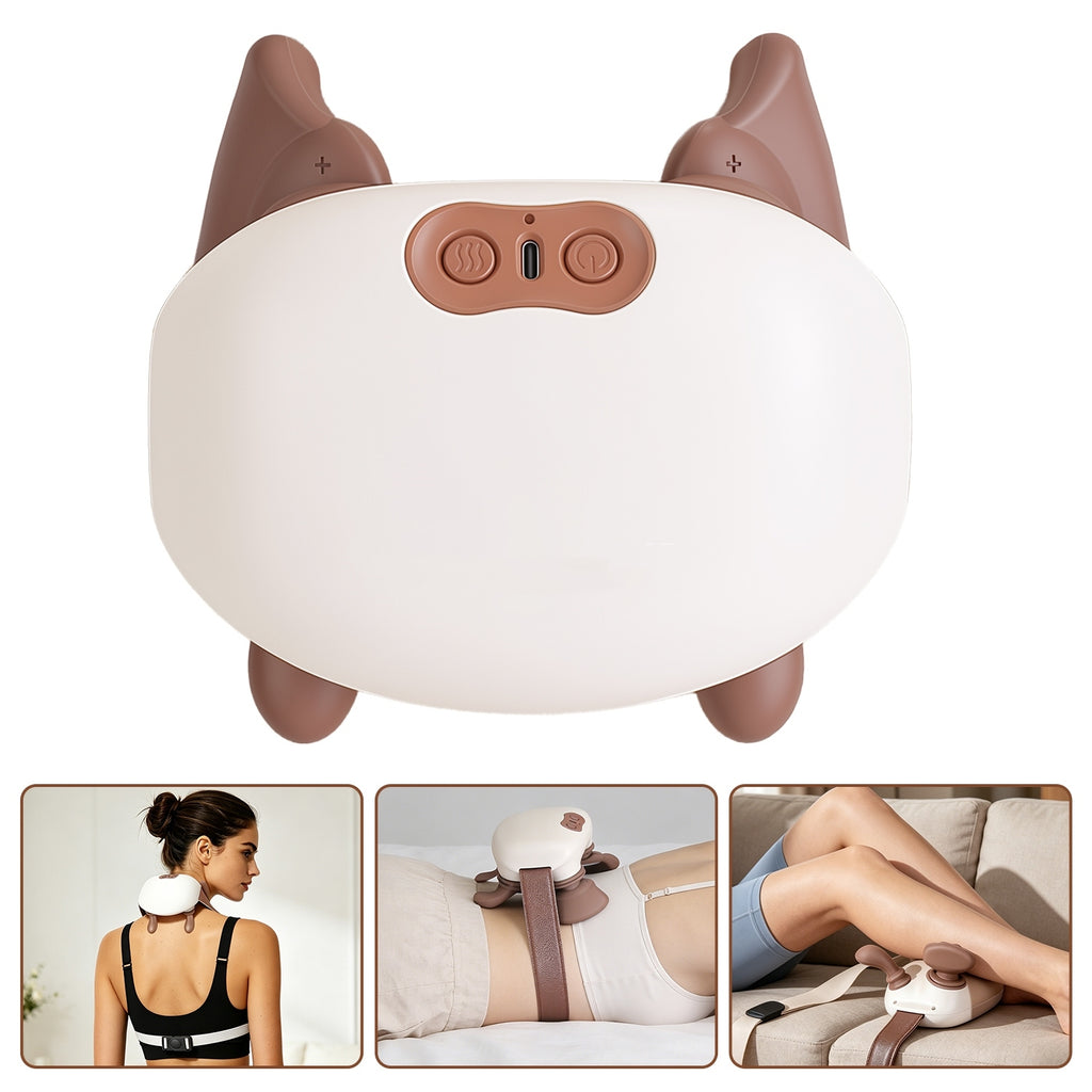 Cordless Shiatsu Neck Massager With Heat, 4 Silicone Massage Nodes, 3 Intensity 