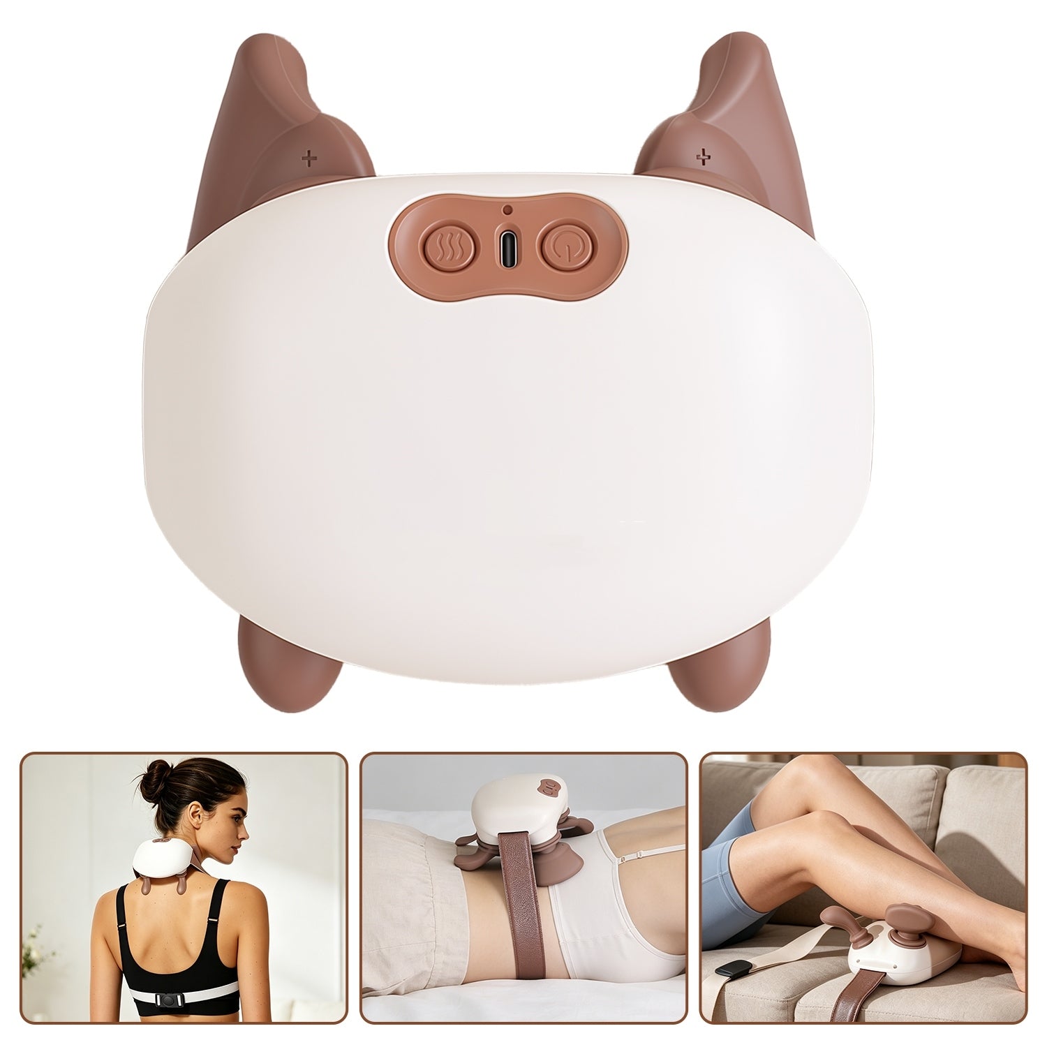 Cordless Shiatsu Neck Massager With Heat, 4 Silicone Massage Nodes, 3 Intensity 