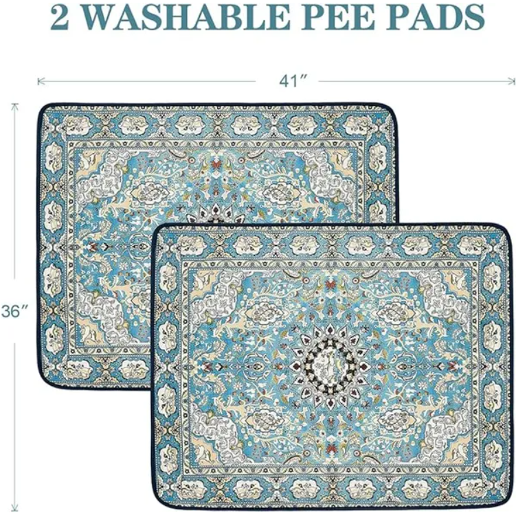 Qeils Washable Pee Pads For Dogs, 2 Pack Reusable Puppy Pads 36x41  Super Absorb
