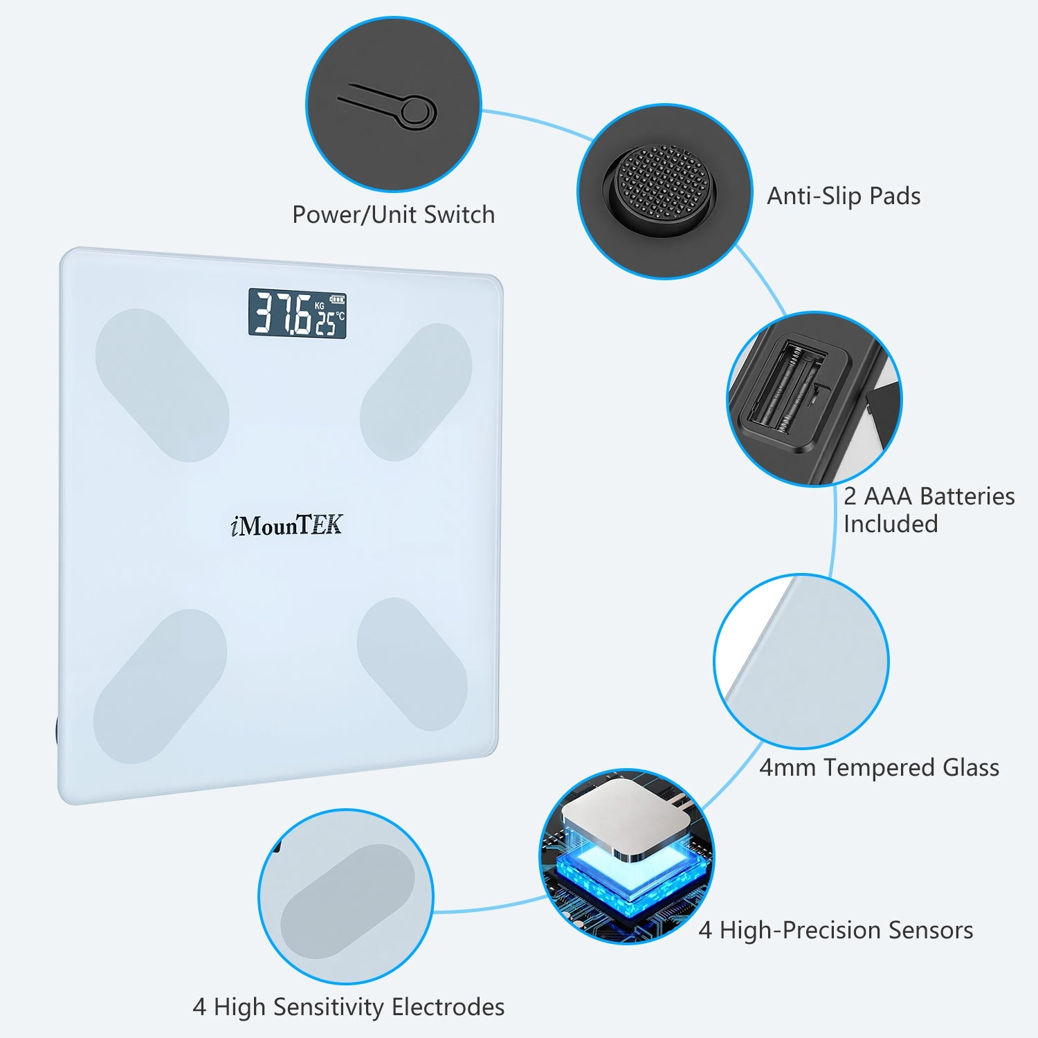 Smart Digital Scale For Body Weight High Accuracy BMI Weight Scale Full Body Com