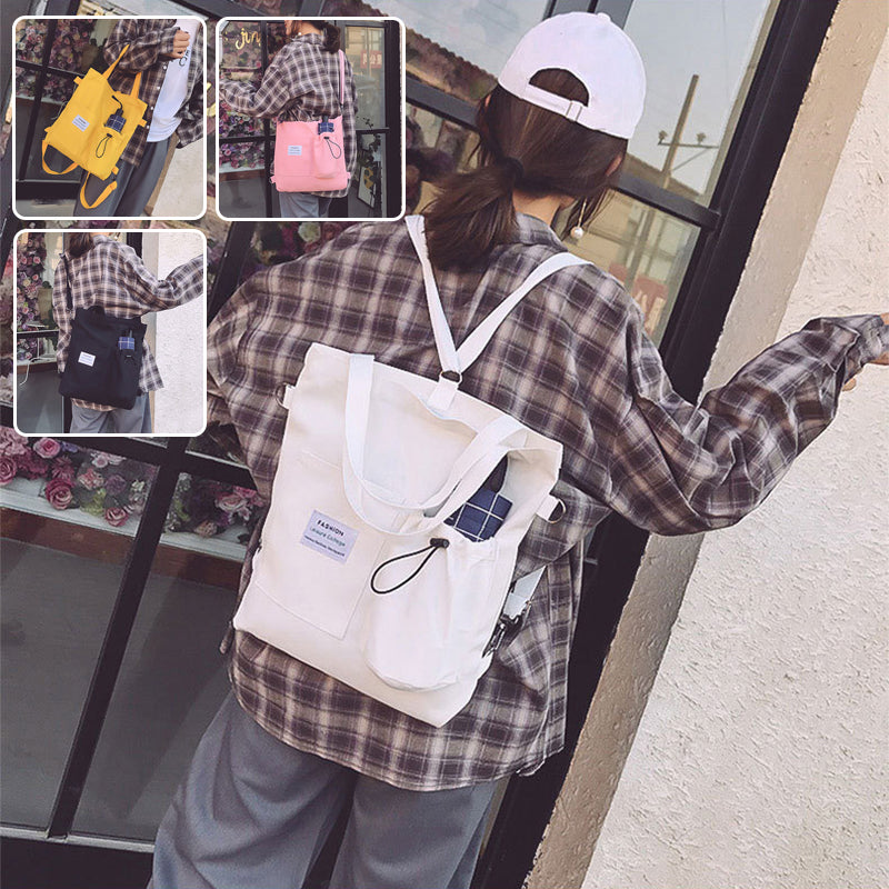 Harajuku Canvas Bags Students Handbag With Pockets Preppy Buckpack Sho (Viral) — MEGA MARKET