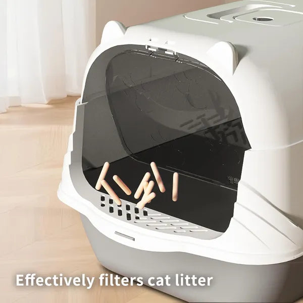 2026 Top Rated Fully Enclosed Cat Litter Box, Gray - Odor-Locking, Portable With