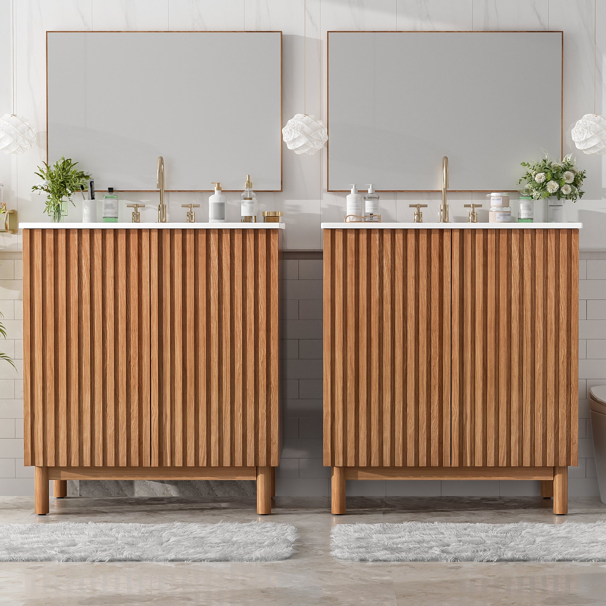 59.8  Bathroom Vanity Combo With Ceramic Sink, Traditional American Style, Woode