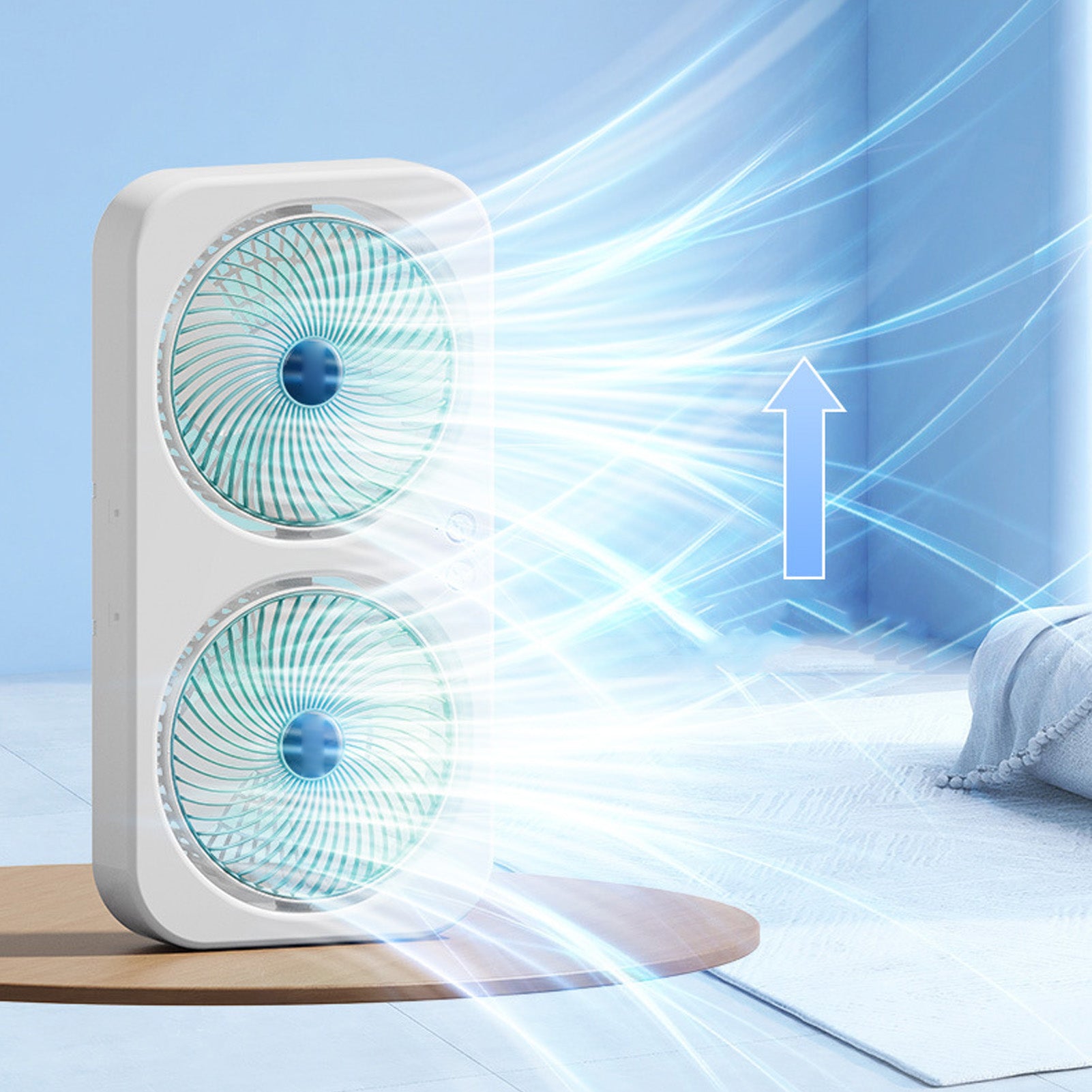 Tabletop Dual Fan USB Rechargeable Silent Air Circulation Fan With Brushless Mot