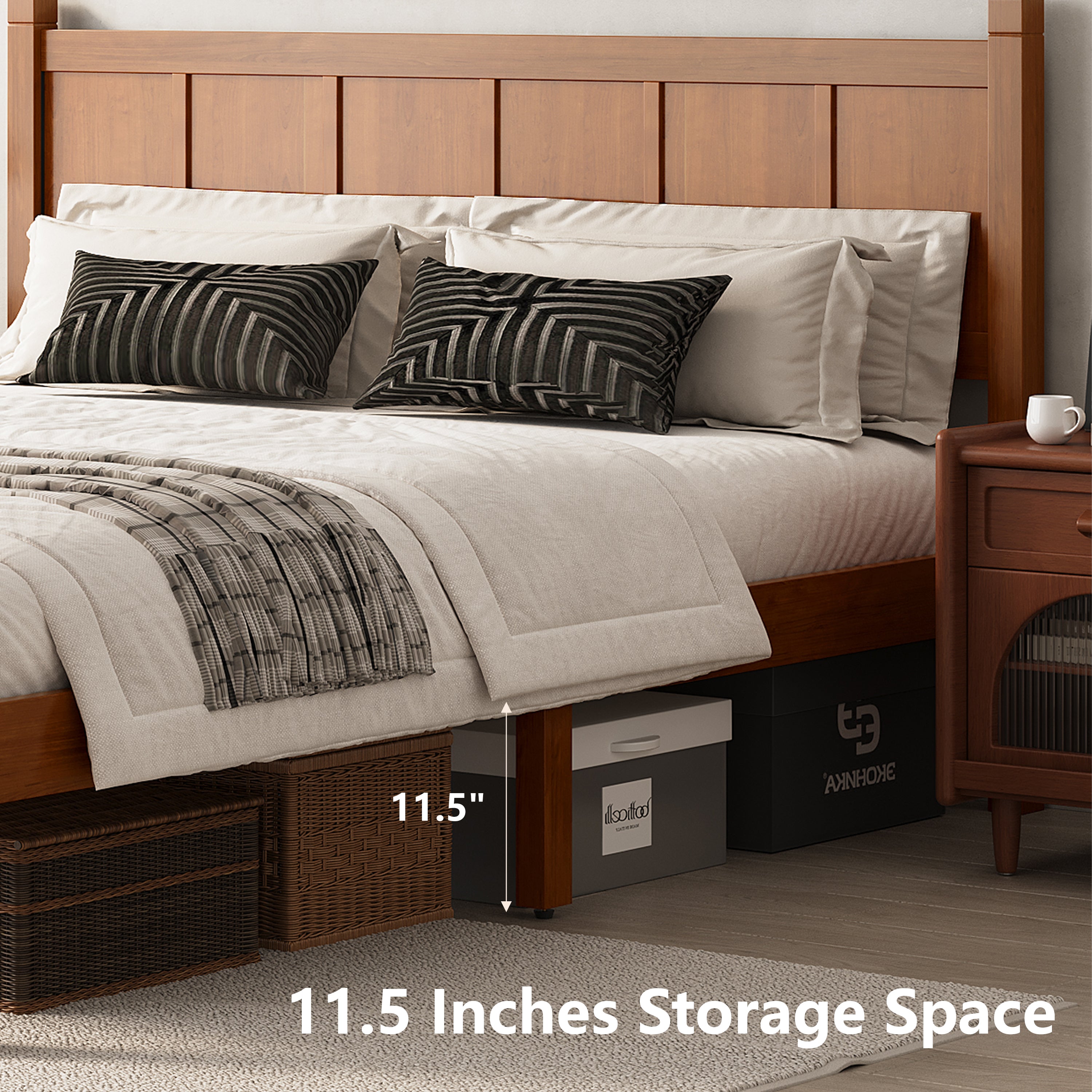 Queen Size Flat Panel Bed With Headboard & Footboard, Minimalist Modern Platform