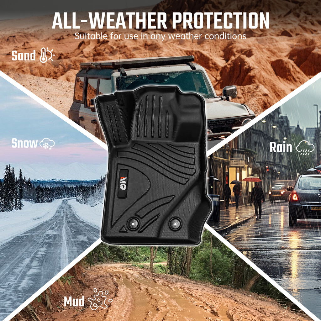 MKR Car Floor Mats For 2021-2023 Ford Bronco 4 Doors 3D TPE All-Weather Floor Ma