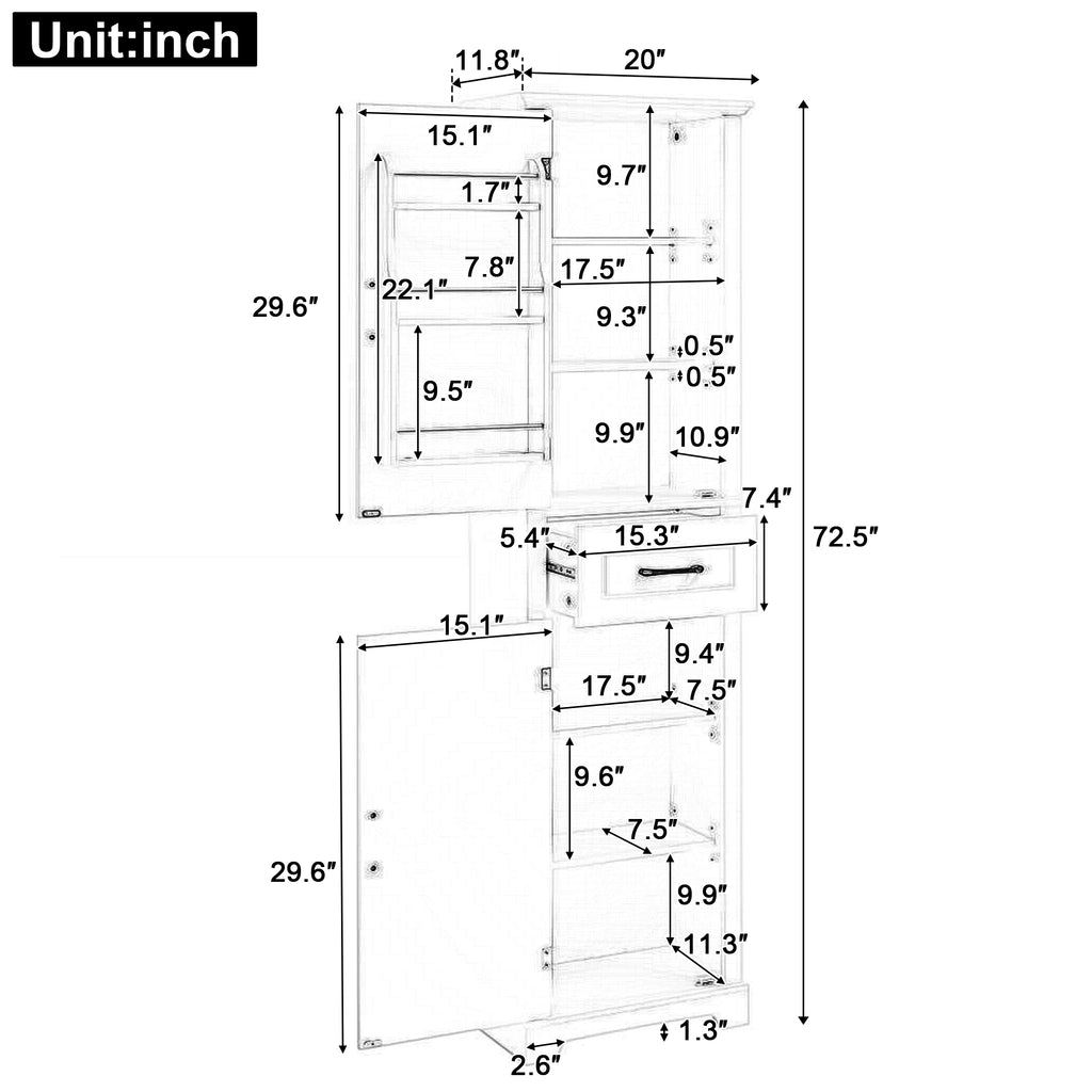 Tall Bathroom Storage Cabinet, Freestanding Storage Cabinet With Two Doors And A