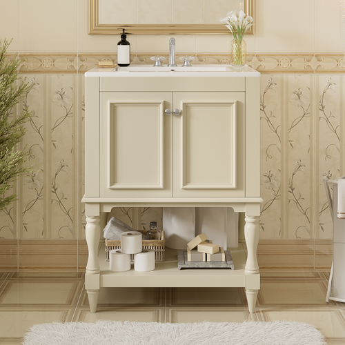 24 Inch Modern Luxury Bathroom Vanity With Ceramic Sink, Bathroom Cabinet With O