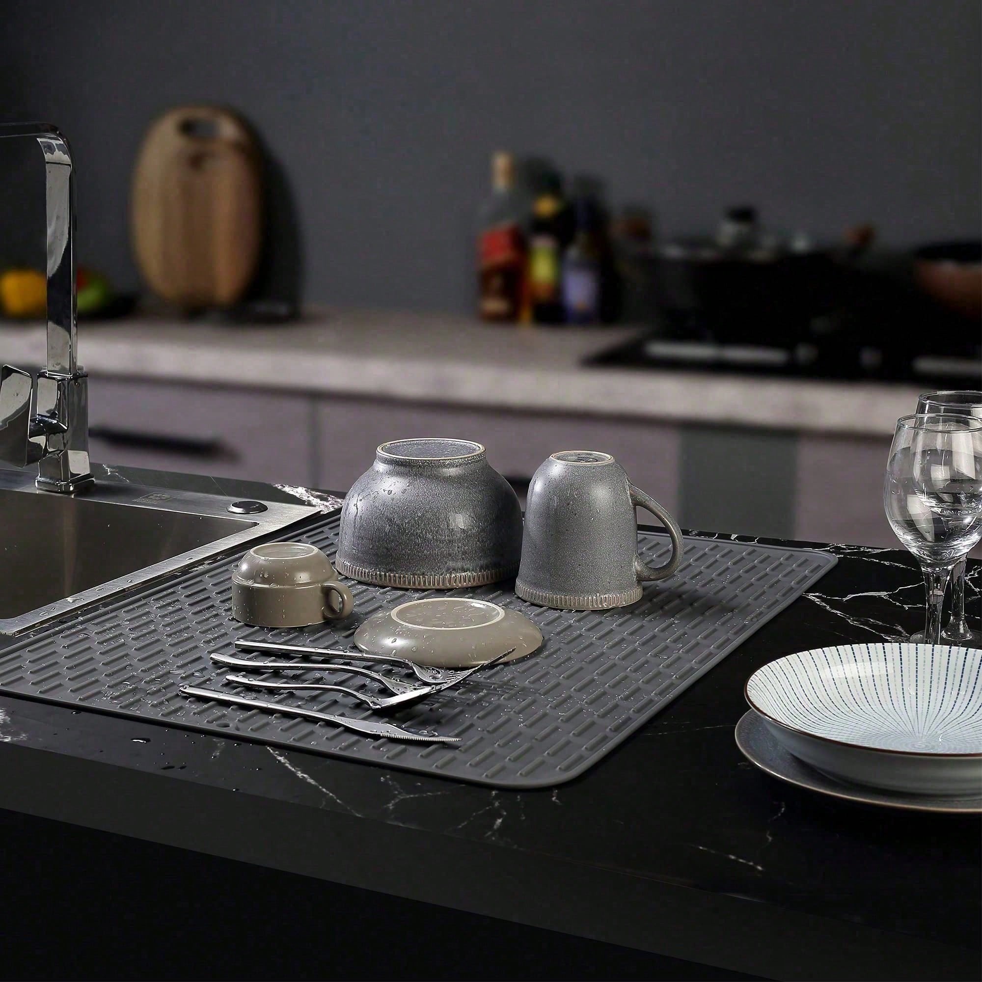 Versatile Silicone Drying Mat Heat Trivet, Multi Use Countertop Pad For Dish Dra