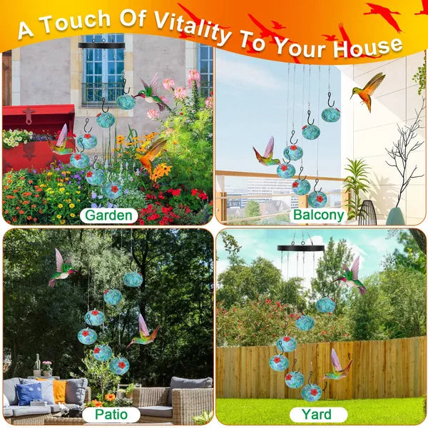 Wind Chimes Humming Bird Feeder Ant And Bee Proof Outdoor Hanging Hummingbird Fe
