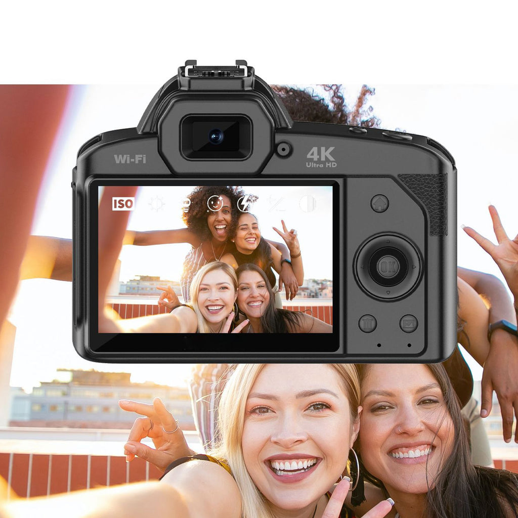 Digital Camera 3 Inch IPS Screen 4K 64MP 16x Digital Zoom Night Vision Wireless 