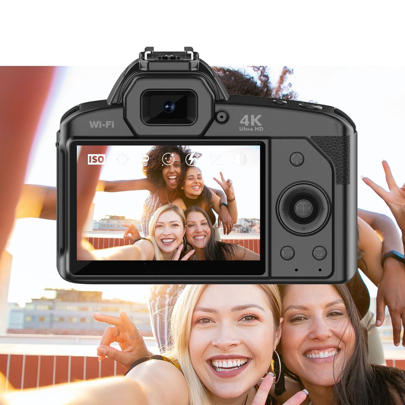 Digital Camera 3 Inch IPS Screen 4K 64MP 16x Digital Zoom Night Vision Wireless 