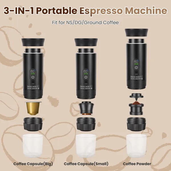 3-in-1 Portable Espresso Machine Cordless Self-Heating Coffee Maker With 7500mAh
