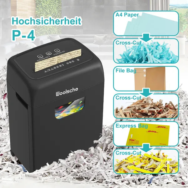 Woolsche Paper Shredder For Home,18-Sheets Cross Cut With 5.28 Gallon Pull Out B