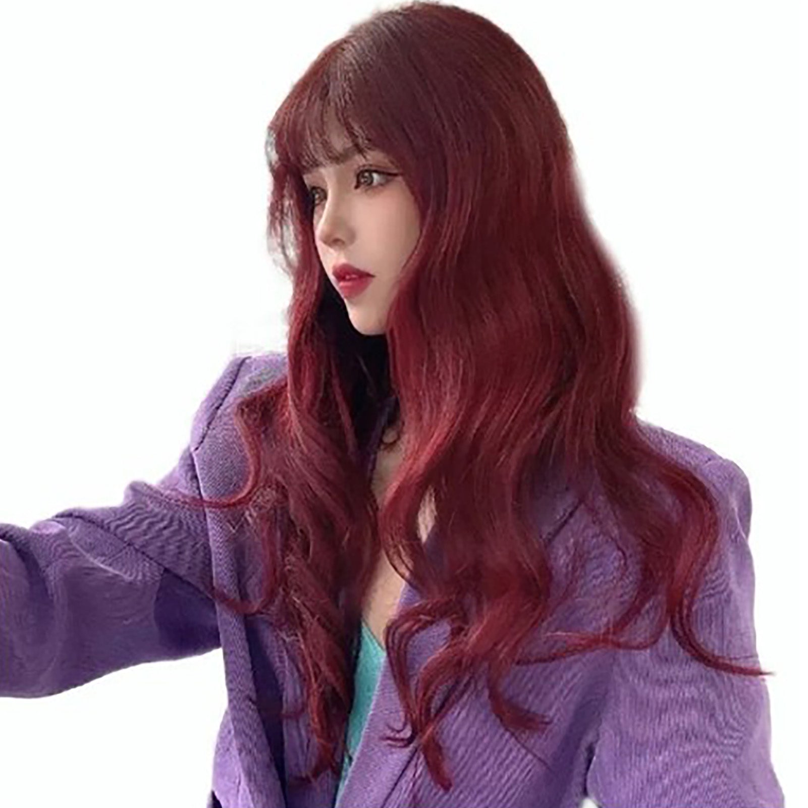 Long Wave Wig Cosplay Synthetic Hair With See Through Bangs For Women Dating Dai
