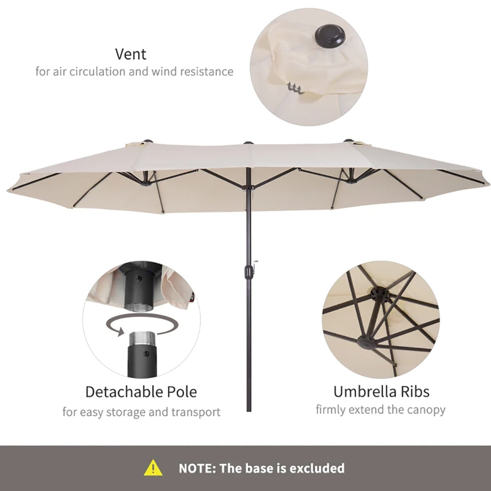 15ft Patio Umbrella Double-Sided Outdoor Market Extra Large Umbrella With Crank 