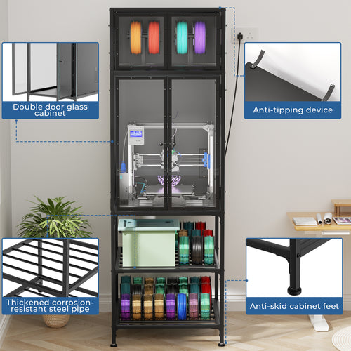 3D Printer Cabinet With Double Layer 3D Printer Filament Storage Rack, T-Shaped 