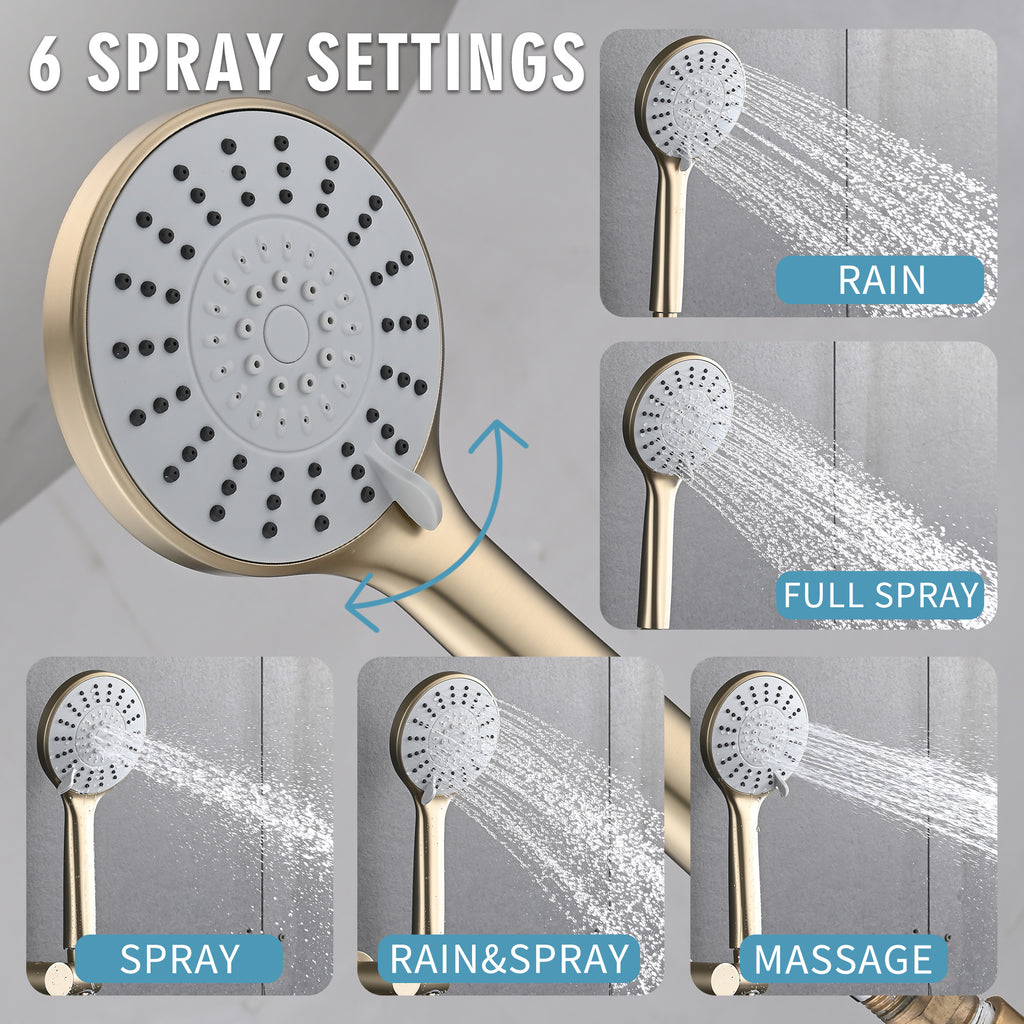 10 Inches Wall Mounted Shower With High Pressure Rain Shower Head And 5-Function