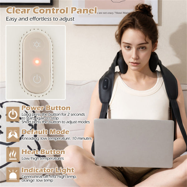 Neck Shoulder Massager - 4D Deep Tissue Kneading, 2 Modes & 2-Level Heat , Hands