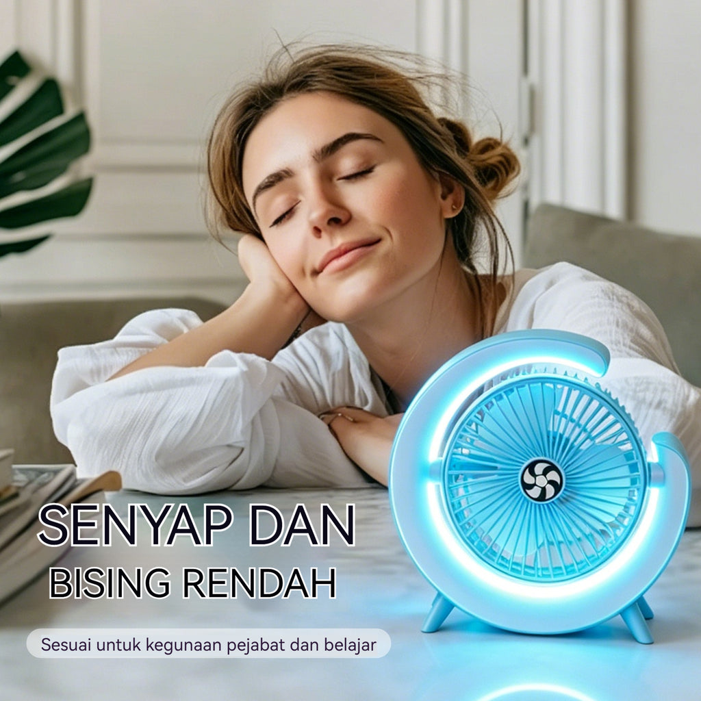 Lamp Effect Fan Blue Li-On Rechargeable