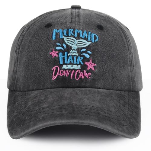 2pcs Mermaid Hair Baseball Cap For Women Men, Cute Cow Baseball Hat Vintage Wash