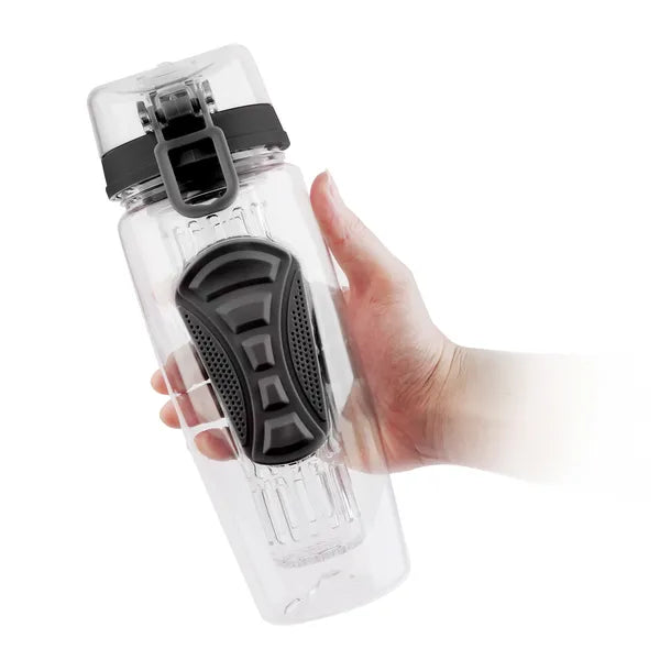 Fruit Infuser Water Bottle 32OZ Juice Shaker Sport W& Flip Top Lid Anti-Slip Gri