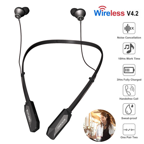 Black-Red Color Options -- 1Pc Wireless Neckband Headphones V4