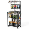 Fishing Rod Storage Rack With Pegboard, Rolling Tackle Organizer Cart, Multi-Tie