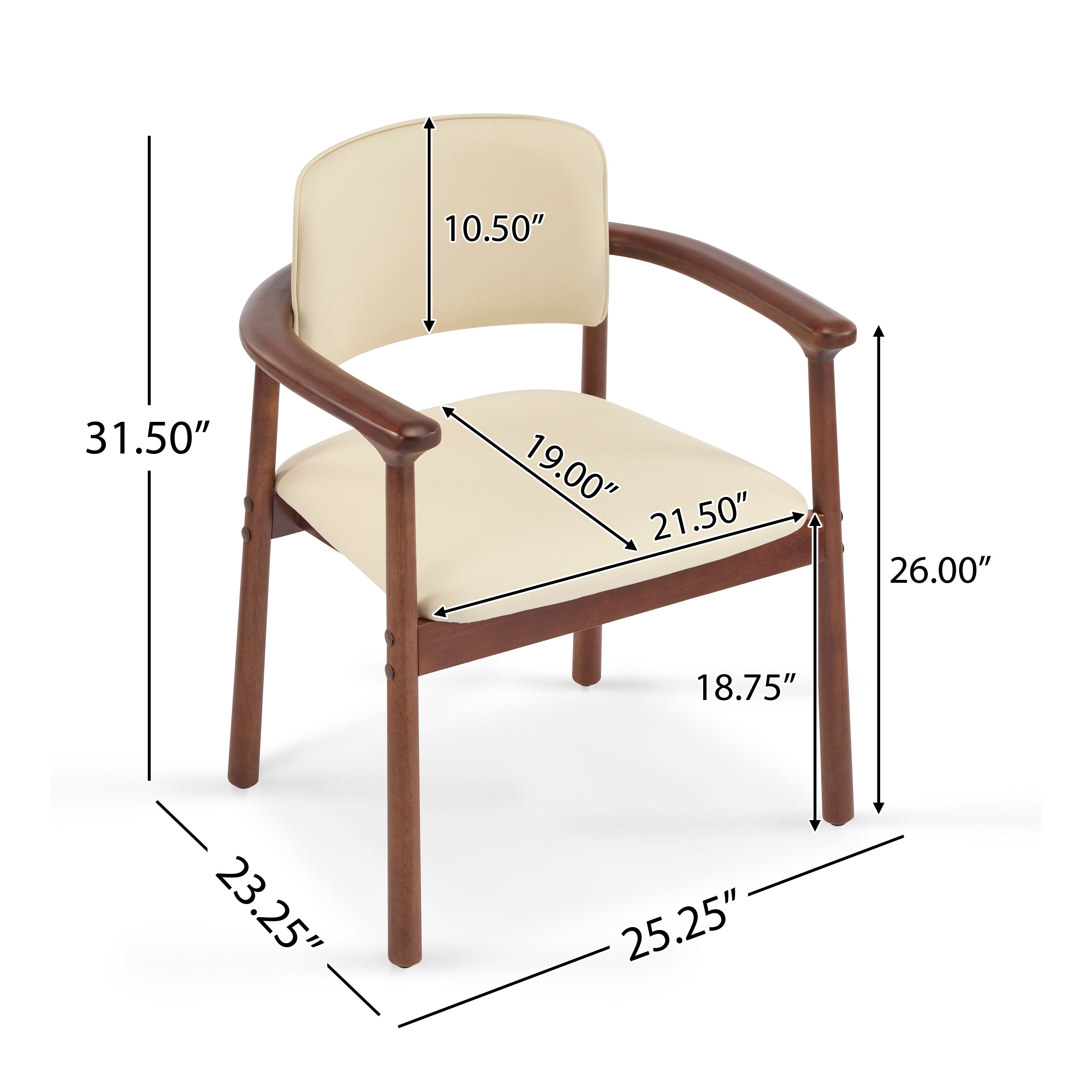 2 - Pack Dining Room Chairs, Sturdy Rubber Wood, Comfortable PU Foam Seat, Ideal