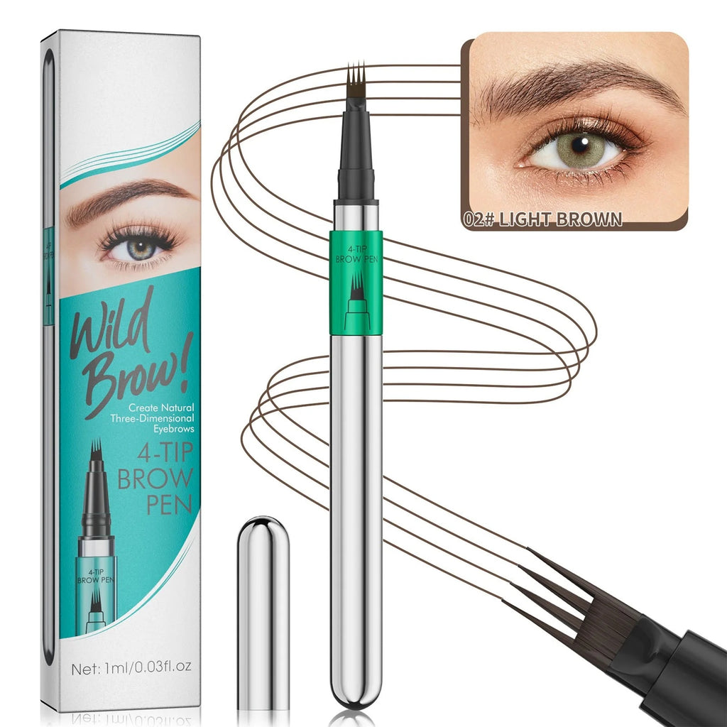 Microblading Eyebrow Pen,Waterproof Eye Brow Pen With 4-Fork-Tip Liquid Brow Pen