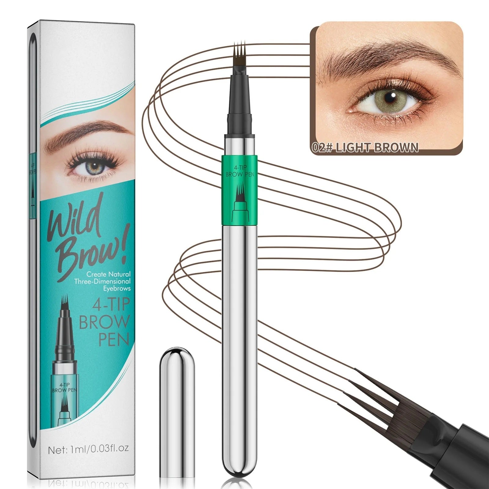 Microblading Eyebrow Pen,Waterproof Eye Brow Pen With 4-Fork-Tip Liquid Brow Pen