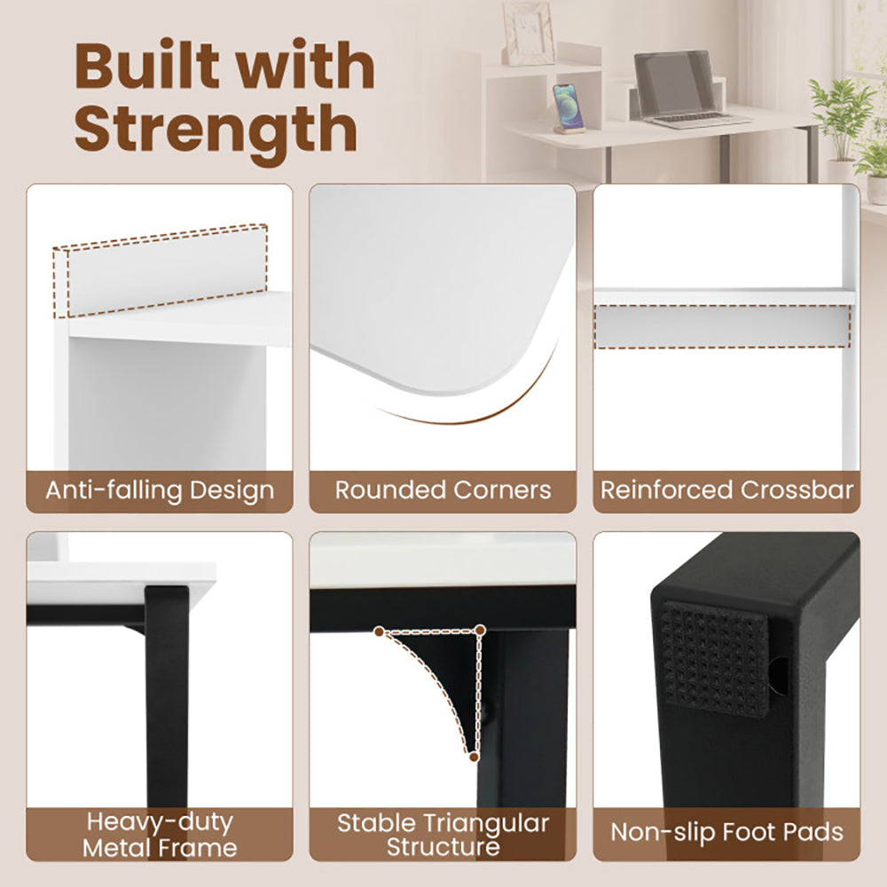 Computer Desk With Charging Station And Ergonomic Monitor Stand With Non-slip Fo