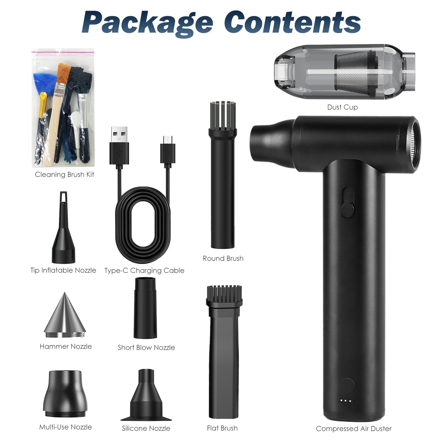 1Set Compressed Air Duster Brushless Motor 250000RPM Stepless Variable Speed 1Wm