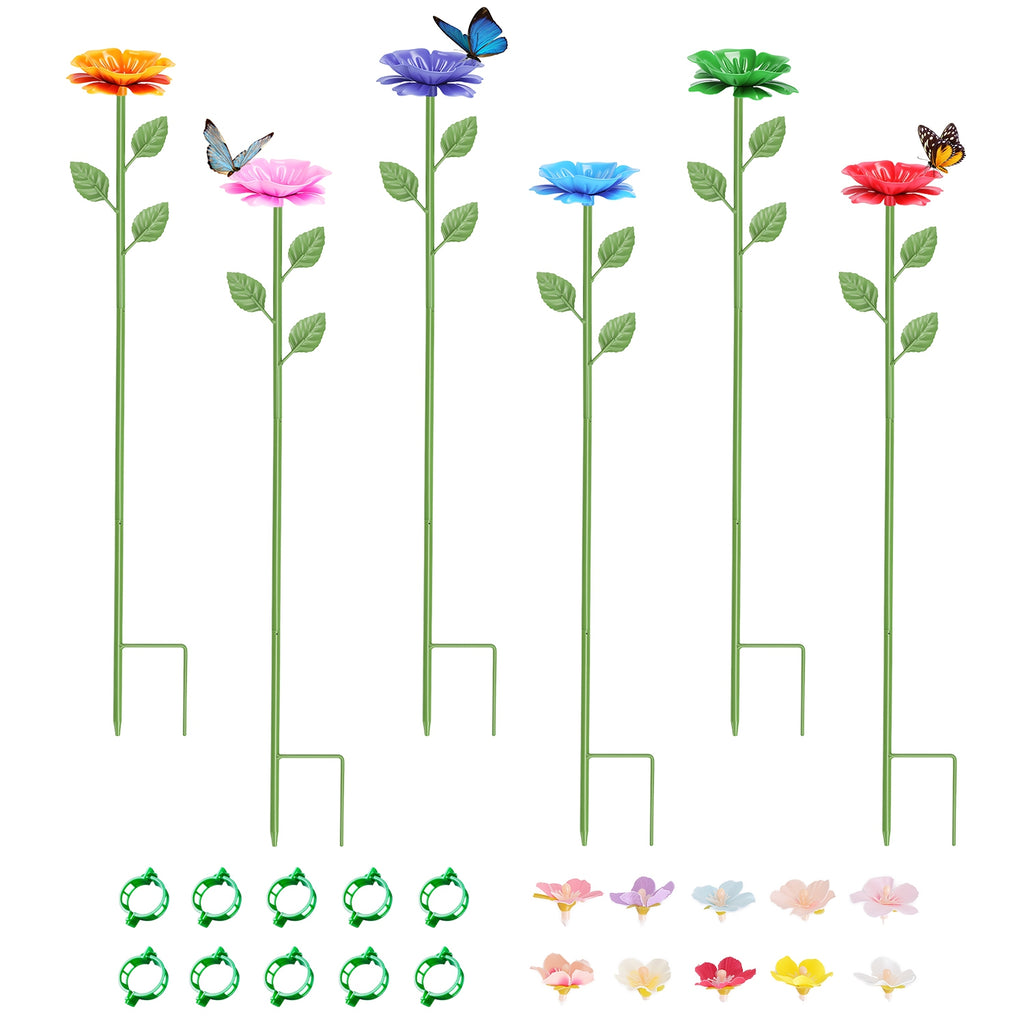 Outdoor Pollinator Water Stakes, Flower Design Bee Butterfly Waterer, Weather Re