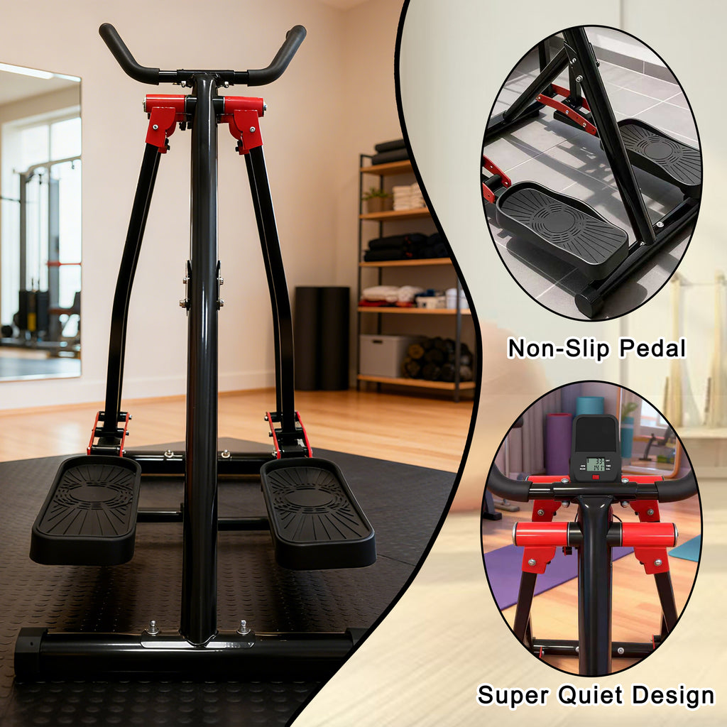 Air Walking Elliptical Machine - Foldable Cardio Cross Trainer Glider For Full-B