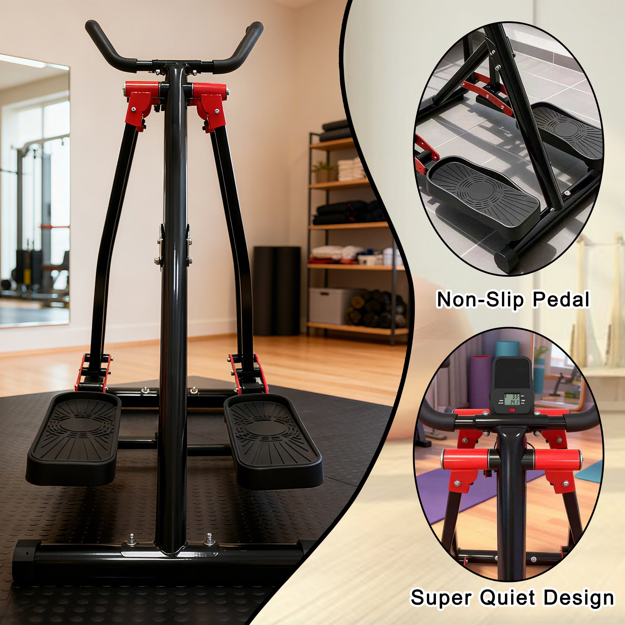 Air Walking Elliptical Machine - Foldable Cardio Cross Trainer Glider For Full-B