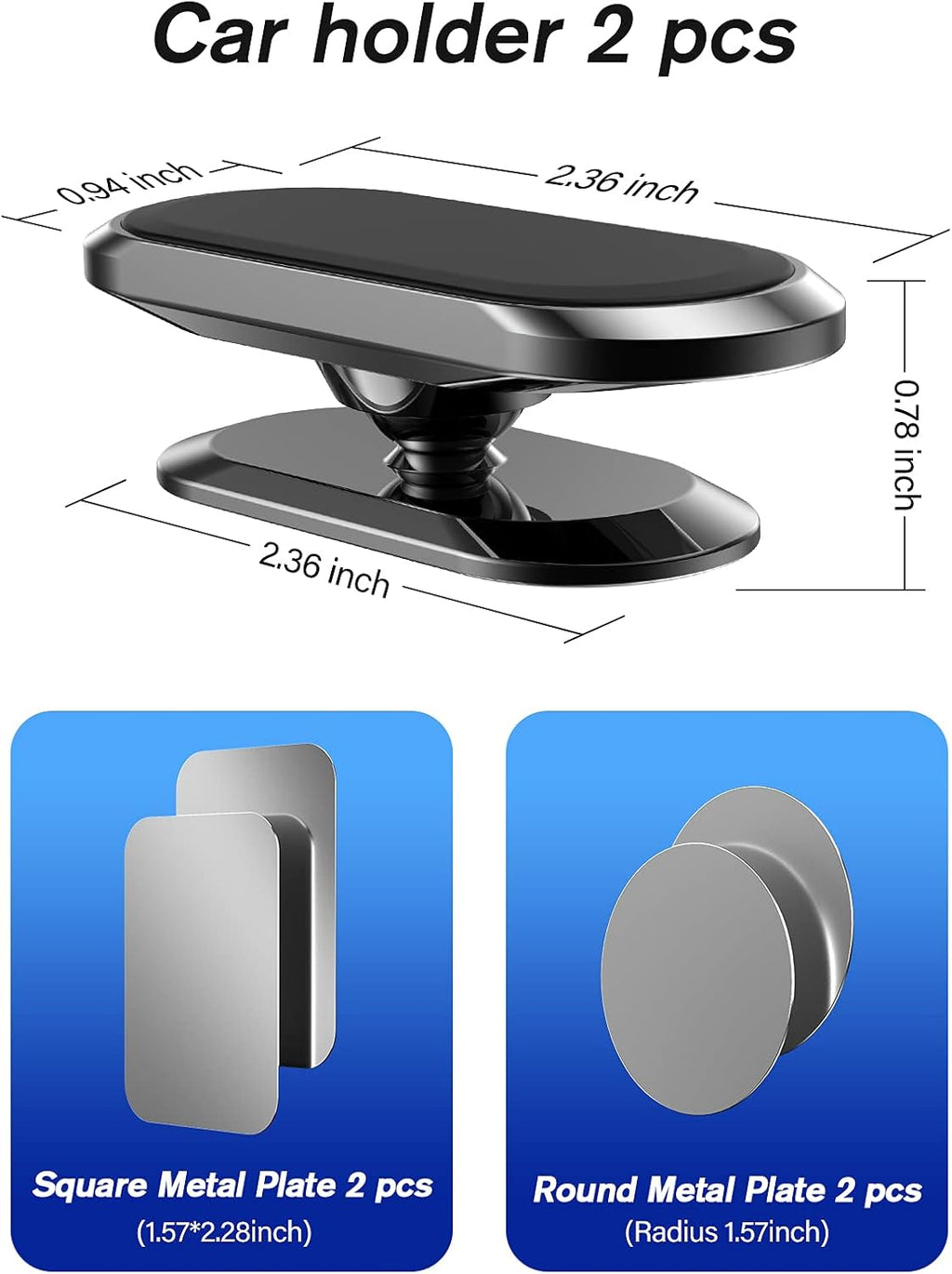 2 Pack Strong Magnetic Car Phone Holder Upgrade Powerful Magnet 360 Degree Rotat