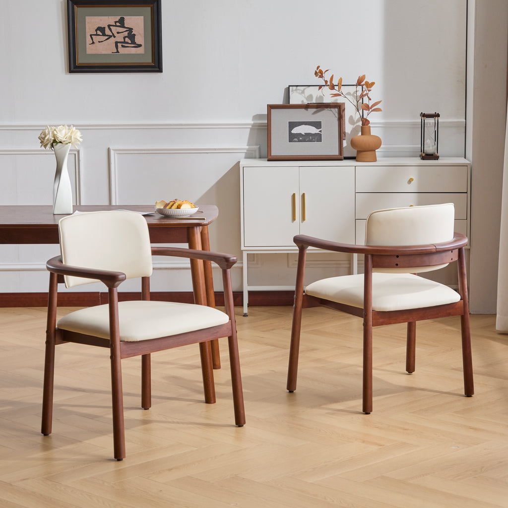 2 - Pack Dining Room Chairs, Sturdy Rubber Wood, Comfortable PU Foam Seat, Ideal
