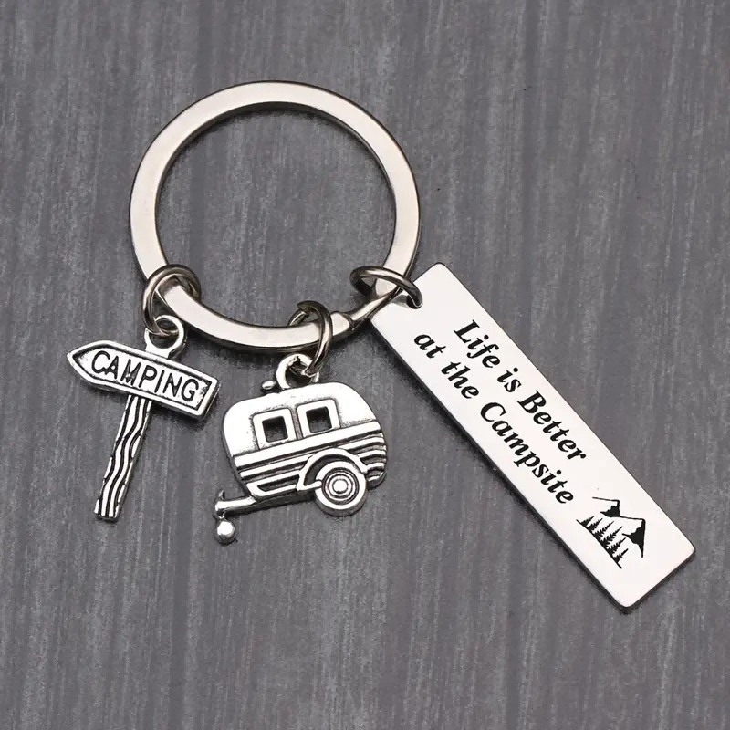 4pcs  Camping Site Life Is Better Keychain, RV Camping Trailer Accessories, Camp