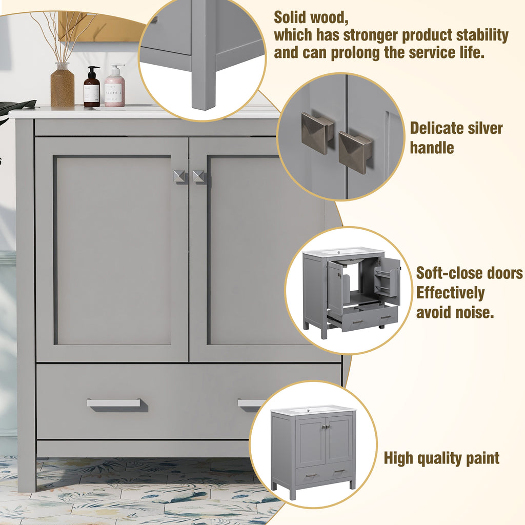 60  Grey Bathroom Vanity Set With Double Vanities  Separate , Double Ceramic Sin