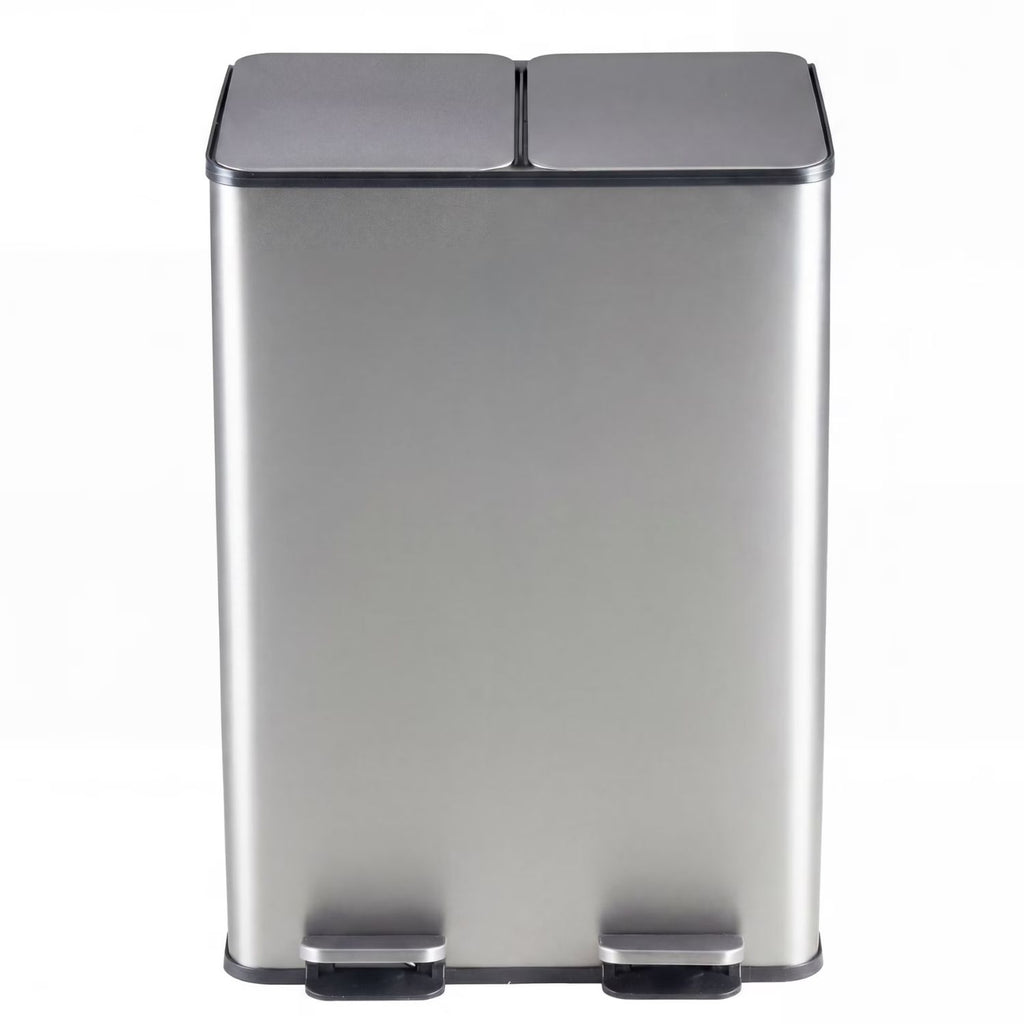 Dual Bin Trash Can, Foot Pedal Kitchen Recycling Bin, Soft-Close Lid And Removab