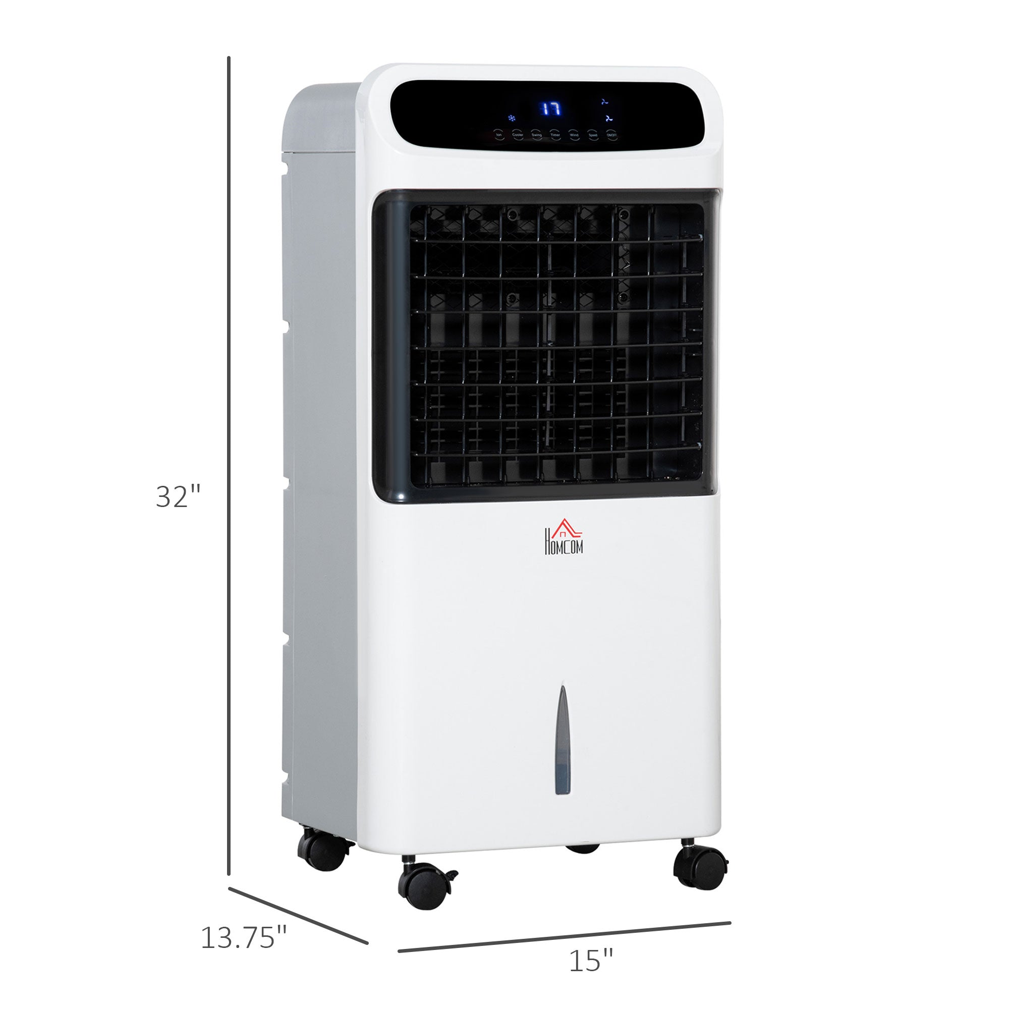 32" Evaporative Air Cooler With 3.2 Gal Water Tank, 60° Oscillating, 3-In-1 Ice 