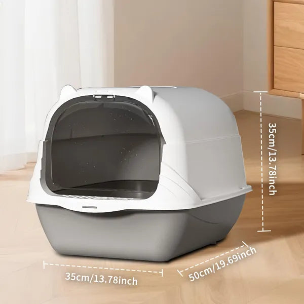 2026 Top Rated Fully Enclosed Cat Litter Box, Gray - Odor-Locking, Portable With
