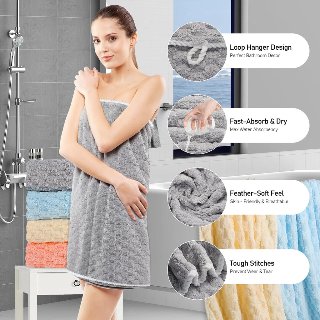 Luxury Microfiber Bath Towels 4-Pack  8X Absorbent Quick-Dry 27.5x55in Ultra Lig